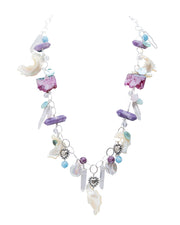 Collar Laguna Rosa, joya de plata .925, con cuarzo y cuarzo rosa – Gabriela Sánchez (vista 2)