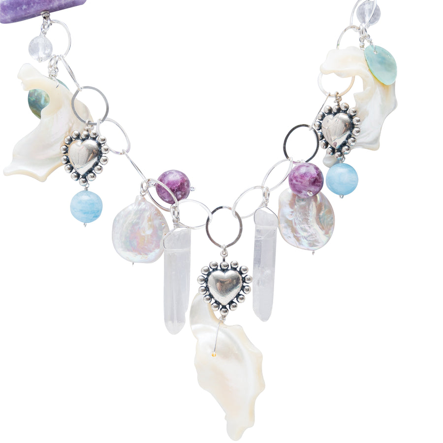 Collar Laguna Rosa, joya de plata .925, con cuarzo y cuarzo rosa – Gabriela Sánchez (vista 6)