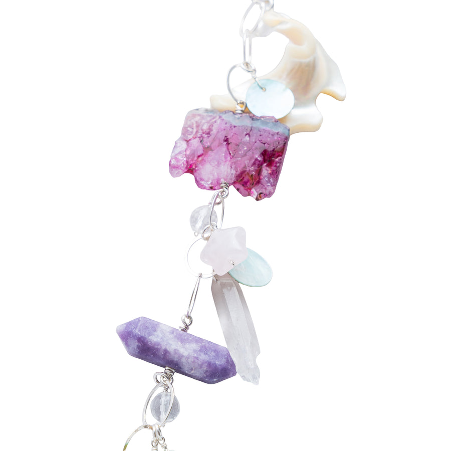 Collar Laguna Rosa, joya de plata .925, con cuarzo y cuarzo rosa – Gabriela Sánchez (vista 7)