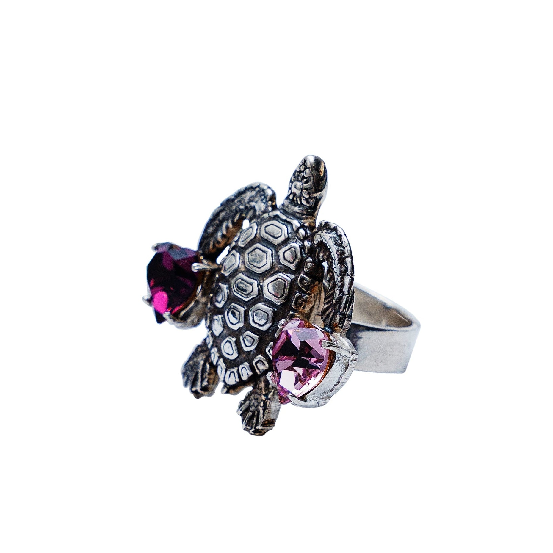 Anillo Tortuga Lila, joya de plata .925, con cristal Swarovski – Gabriela Sánchez