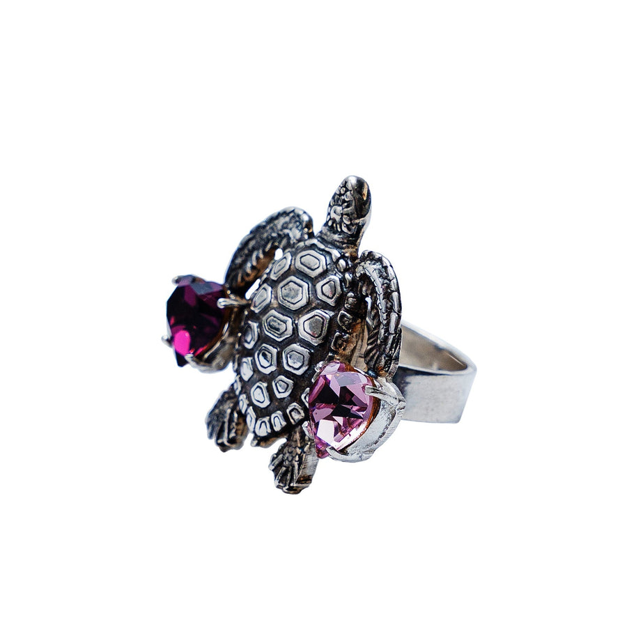 Anillo Tortuga Lila, joya de plata .925, con cristal Swarovski – Gabriela Sánchez