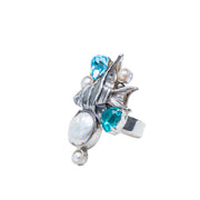 Anillo Arrecife, joya de plata .925, con cristal Swarovski y perla – Gabriela Sánchez (vista 3)
