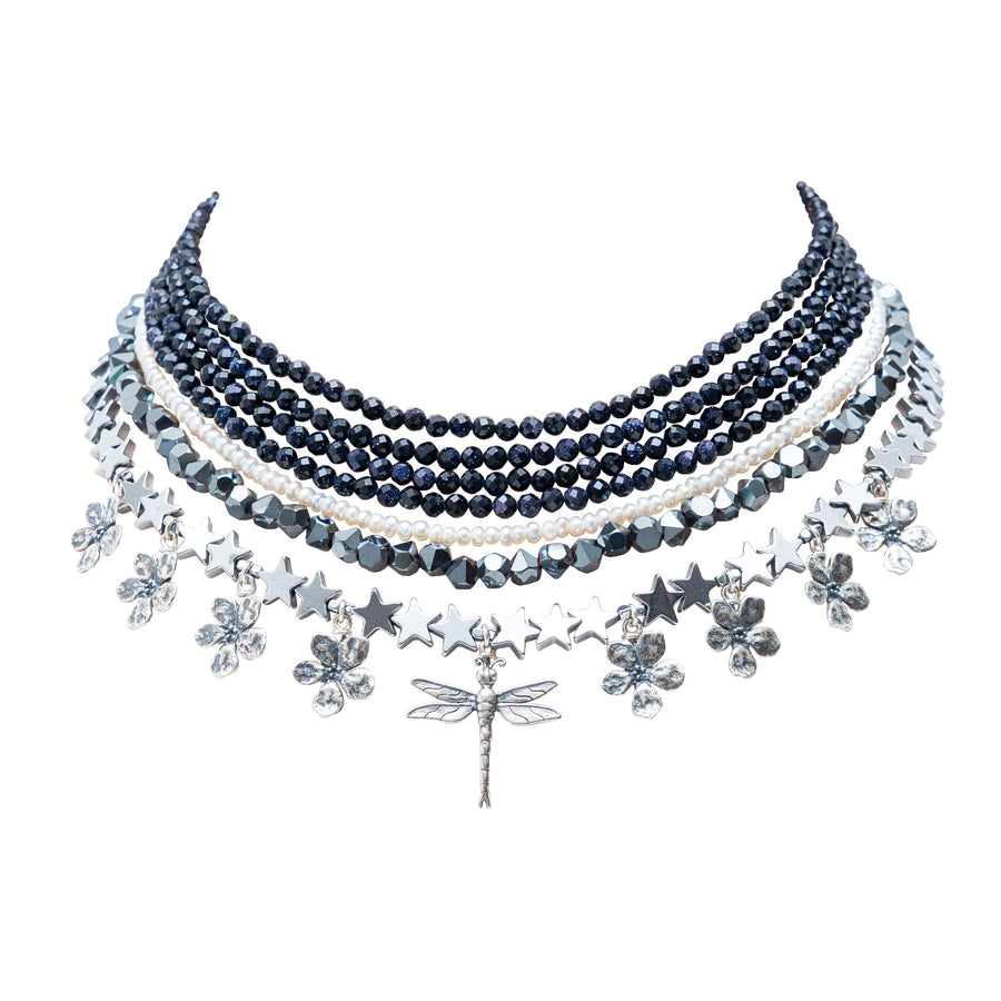 Collar Secretos del Agua, joya de plata .925, con venturina y hematita – Gabriela Sánchez