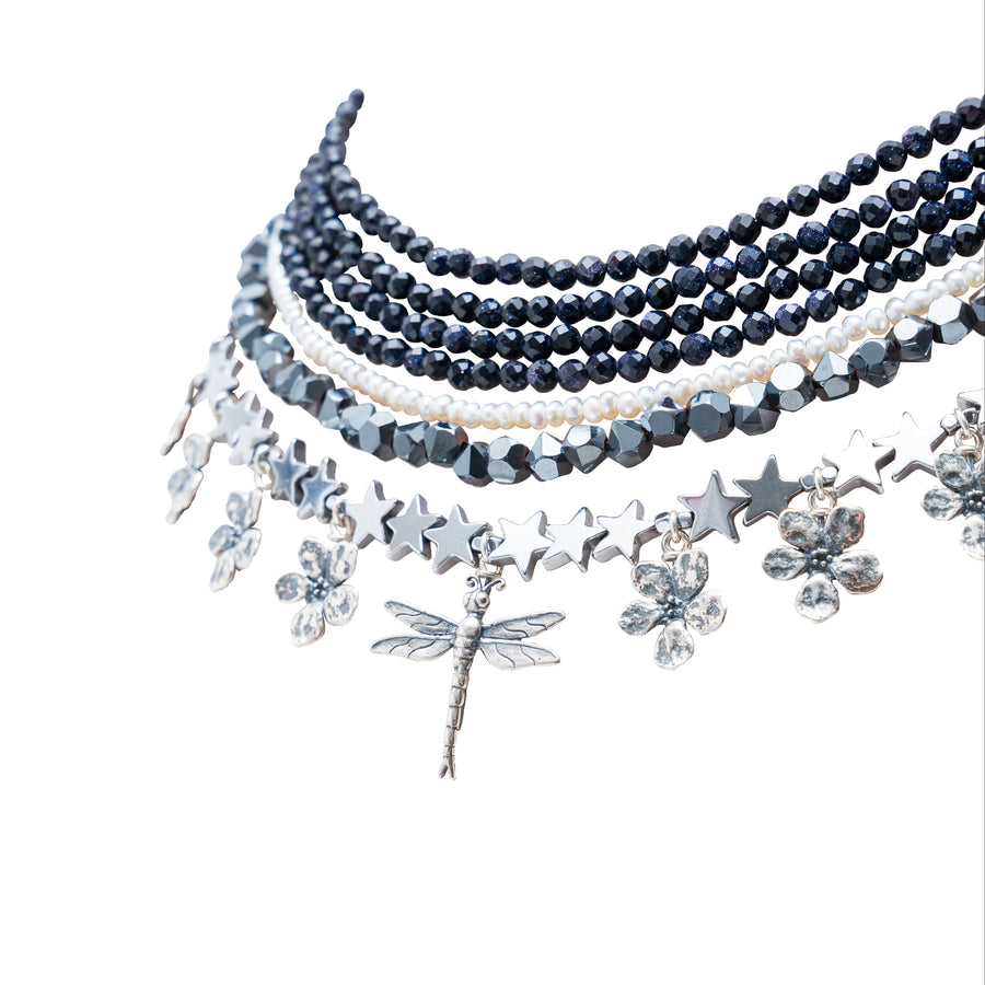 Collar Secretos del Agua, joya de plata .925, con venturina y hematita – Gabriela Sánchez (vista 5)