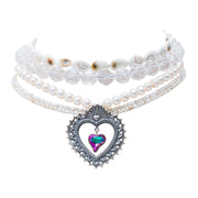 Choker Bordado entre Conchas, joya de plata .925, con perla y cristal Swarovski – Gabriela Sánchez