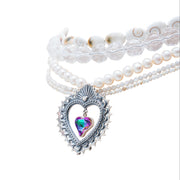 Choker Bordado entre Conchas, joya de plata .925, con perla y cristal Swarovski – Gabriela Sánchez (vista 6)