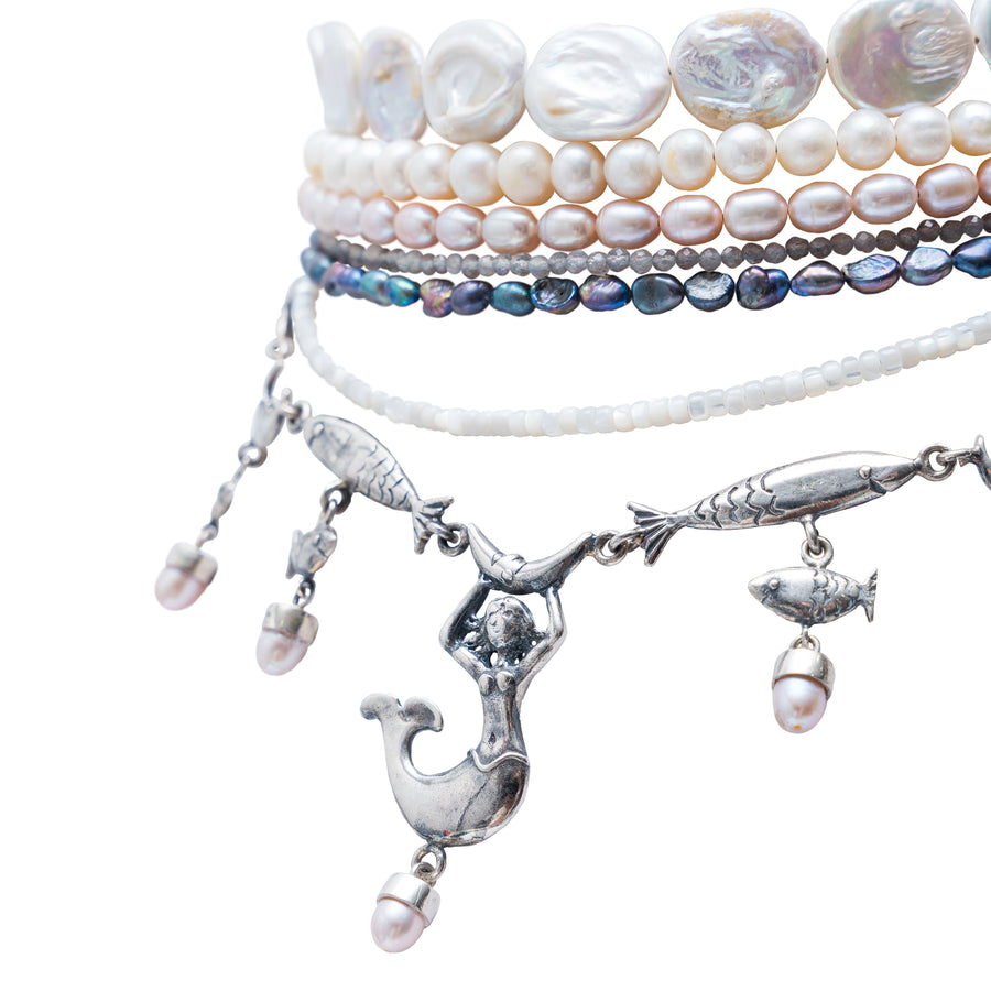 Choker Fondo Marino, joya de plata .925, con perla y labradorita – Gabriela Sánchez (vista 5)