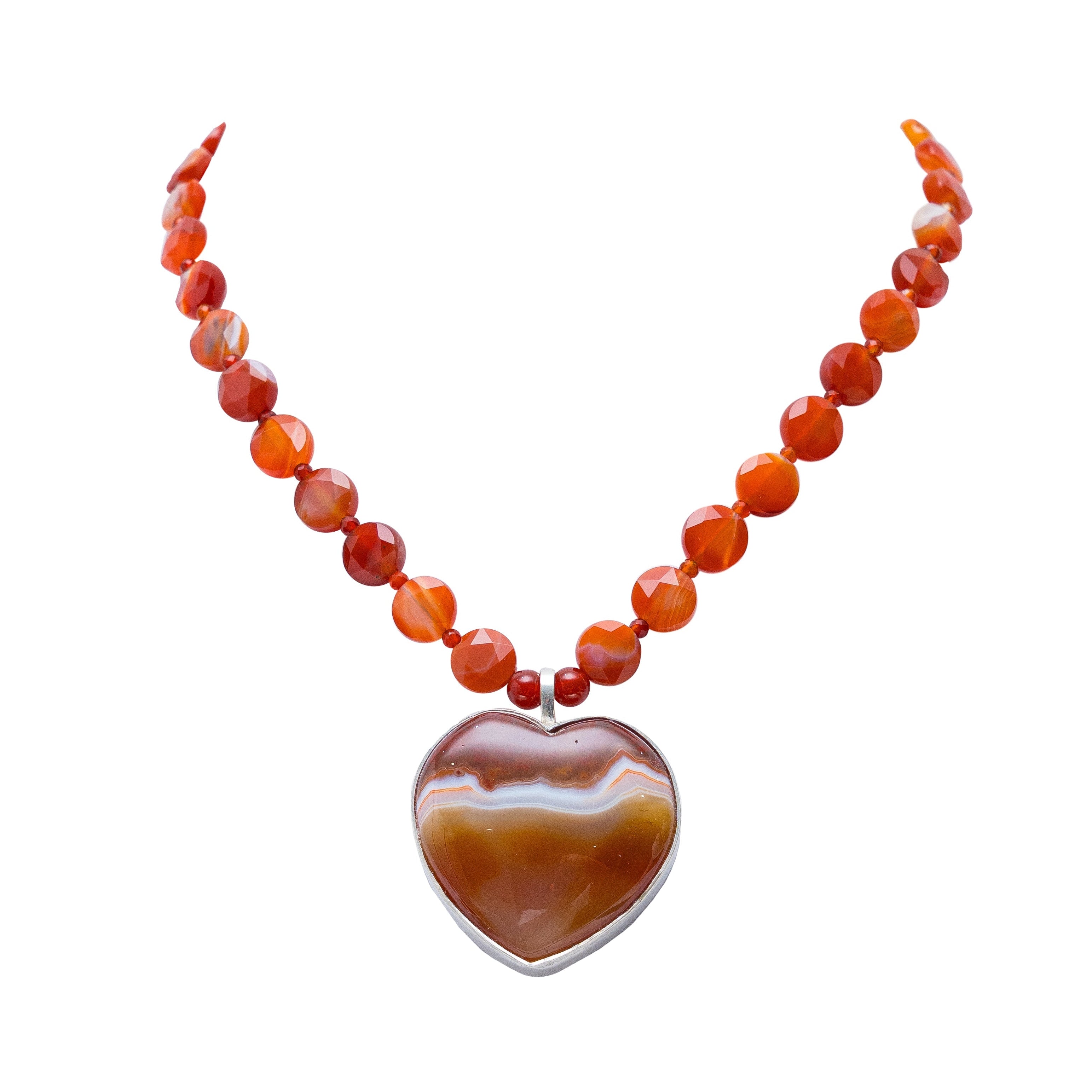 Collar Corazón Terracota, joya de plata .925, con cornalina – Gabriela Sánchez