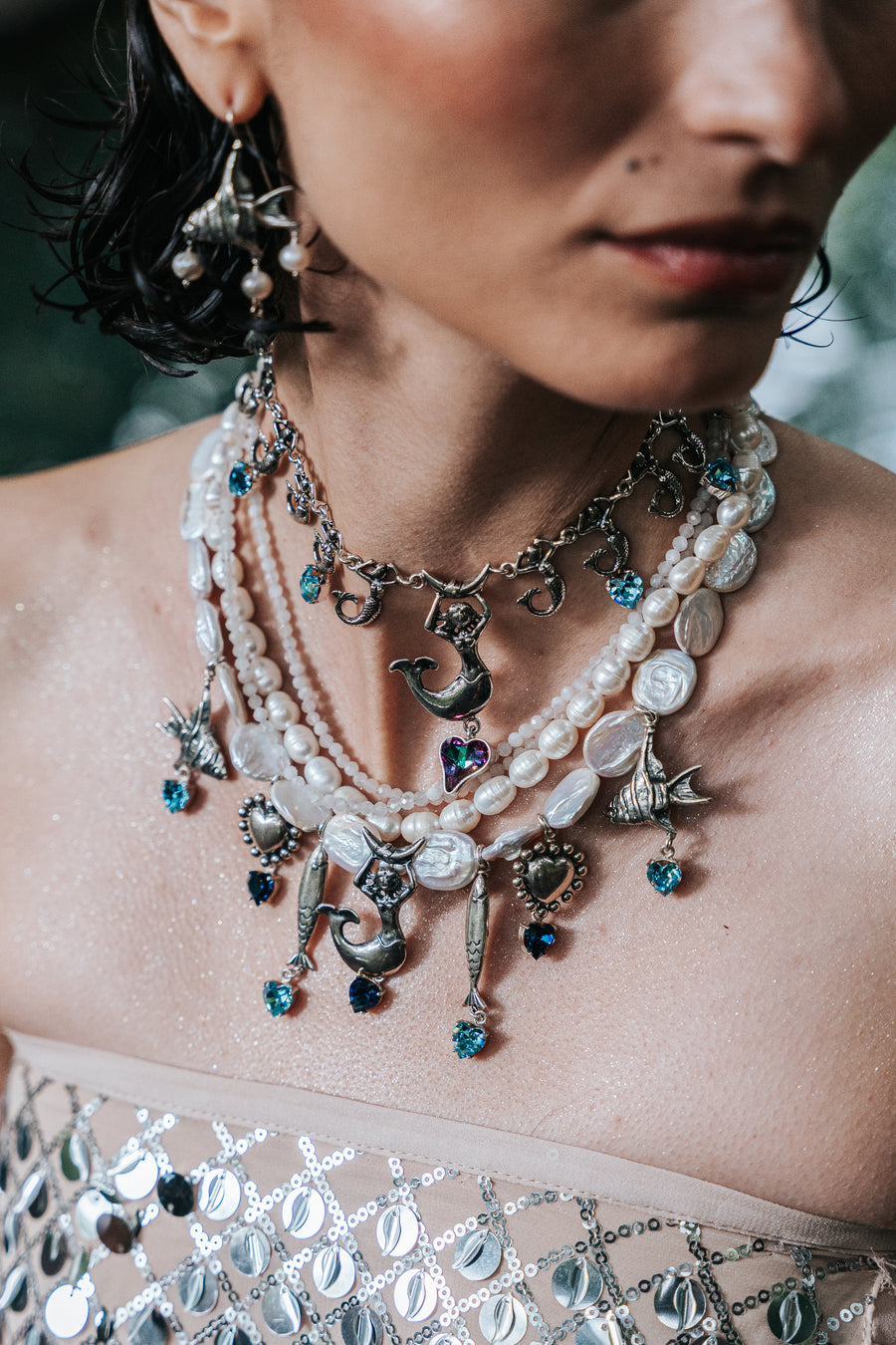 Collar Espíritu del Mar, joya de plata .925, con perla y piedra luna – Gabriela Sánchez (vista 2)