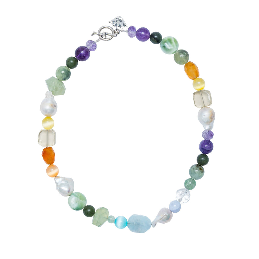 Collar Agua Dulce, joya de plata .925, con amatista y jade – Gabriela Sánchez