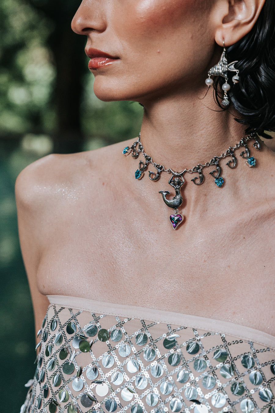 Gargantilla Hijas de la Luna, joya de plata .925, con cristal Swarovski – Gabriela Sánchez (vista 3)