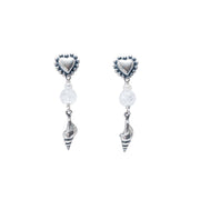 Aretes Encontré tu corazón, joya de plata .925, con perla y cuarzo – Gabriela Sánchez