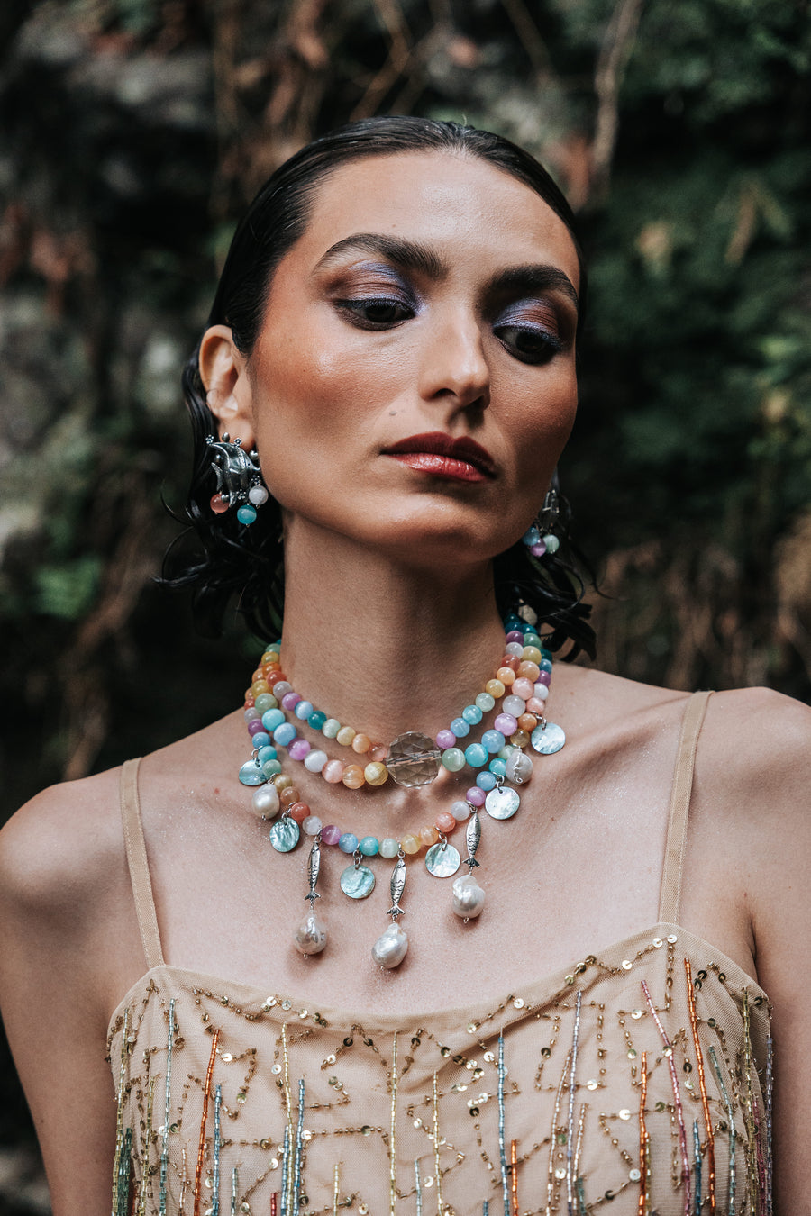 Collar Anémona Multicolor, joya de plata .925, con cuarzo – Gabriela Sánchez (vista 5)