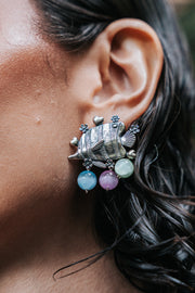 Aretes Islas de Anemona, joya de plata .925, con selenita – Gabriela Sánchez (vista 2)