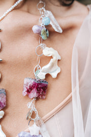Collar Laguna Rosa, joya de plata .925, con cuarzo y cuarzo rosa – Gabriela Sánchez (vista 4)