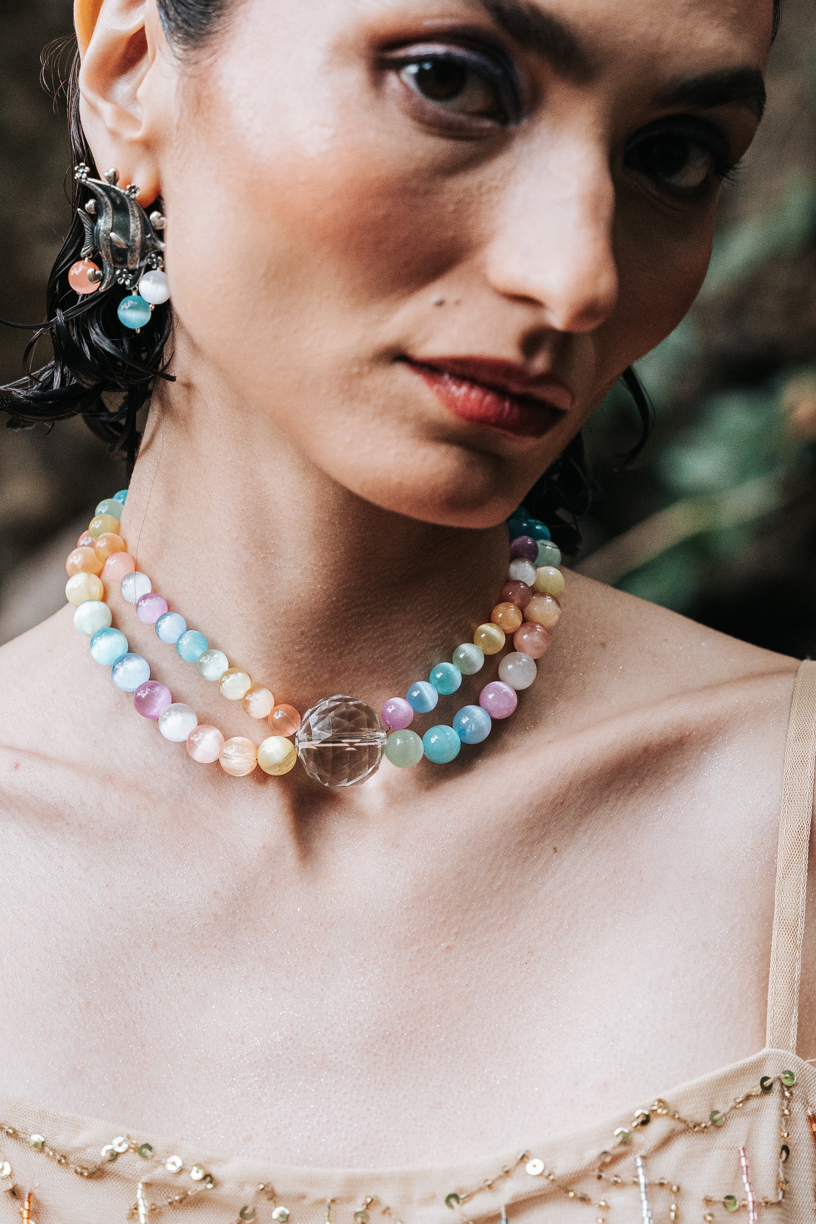 Collar Anémona Multicolor, joya de plata .925, con cuarzo – Gabriela Sánchez (vista 2)