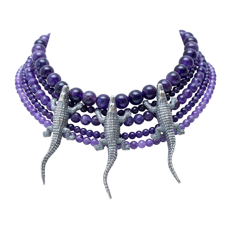 Collar Agua y Tierra, joya de plata .925, con amatista – Gabriela Sánchez