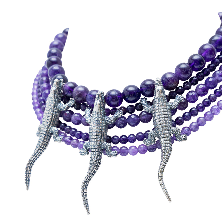 Collar Agua y Tierra, joya de plata .925, con amatista – Gabriela Sánchez (vista 4)