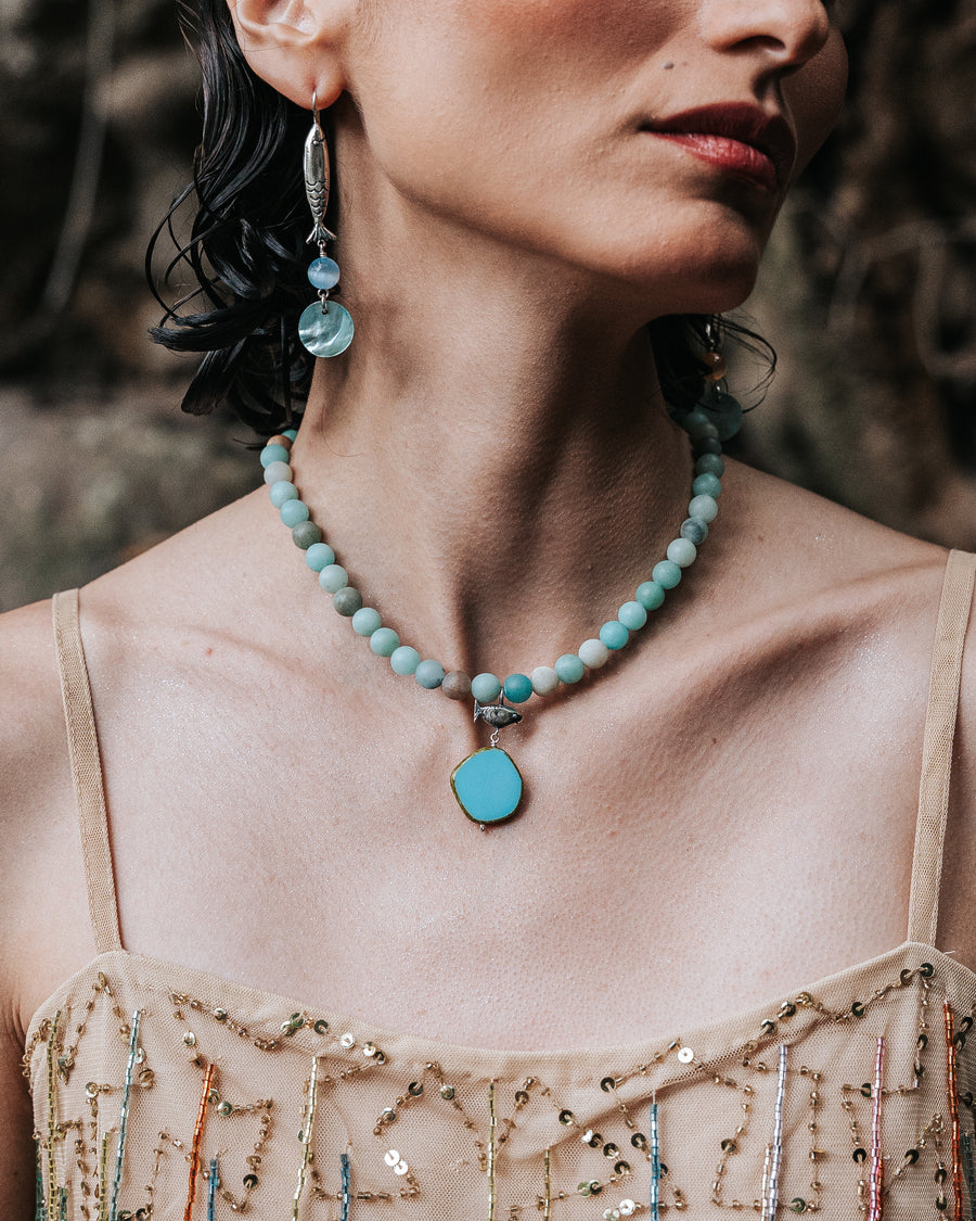 Collar Estanque Mágico, joya de plata .925, con amazonita – Gabriela Sánchez (vista 4)