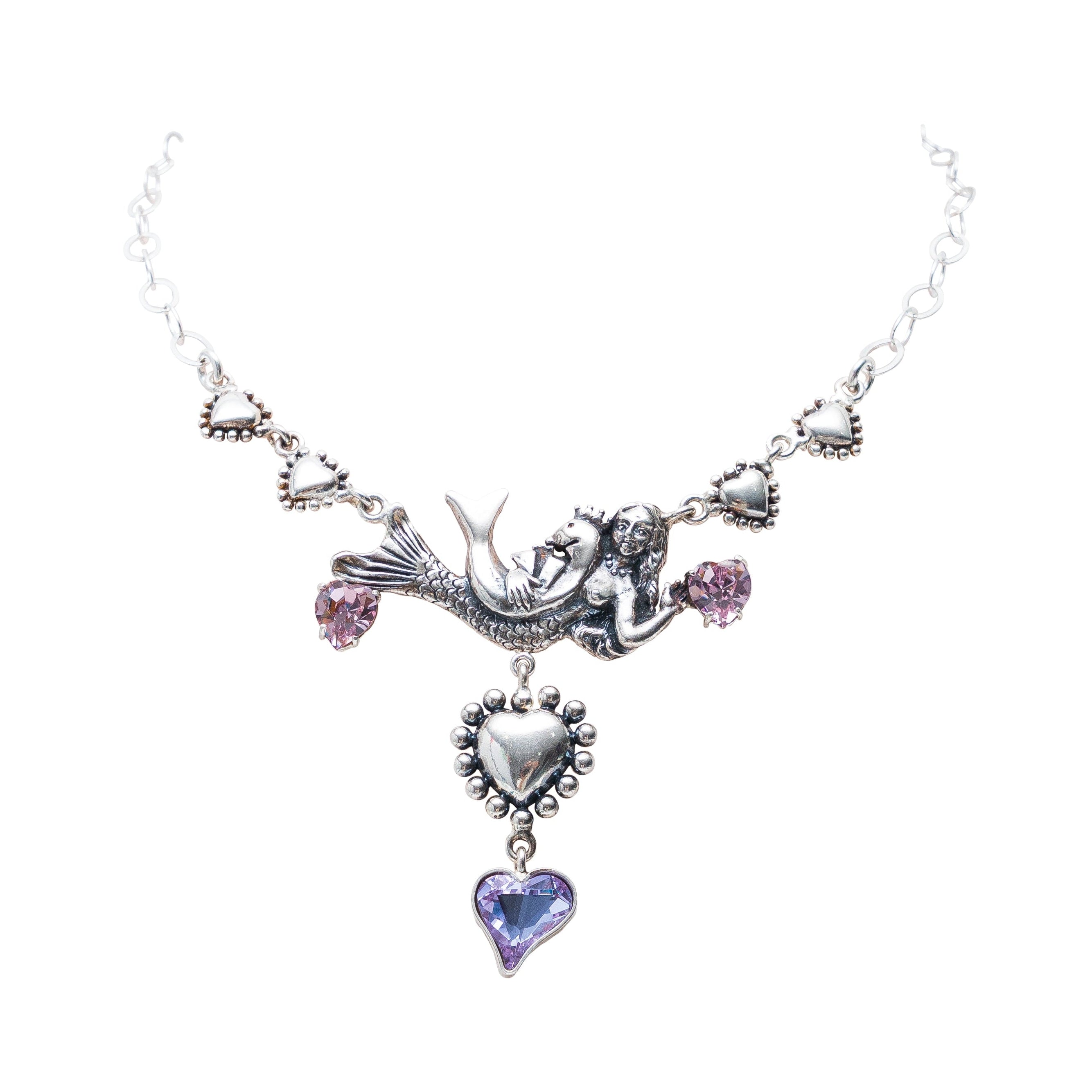 Collar Sirena Corazón, joya de plata .925, con cristal Swarovski – Gabriela Sánchez