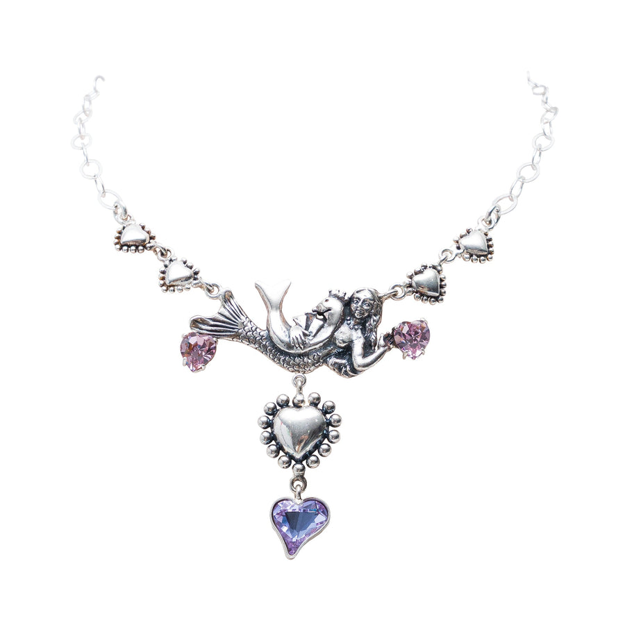 Collar Sirena Corazón, joya de plata .925, con cristal Swarovski – Gabriela Sánchez