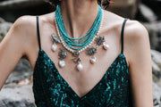 Collar Reina Sirena, joya de plata .925, con turquesa y perla – Gabriela Sánchez (vista 5)