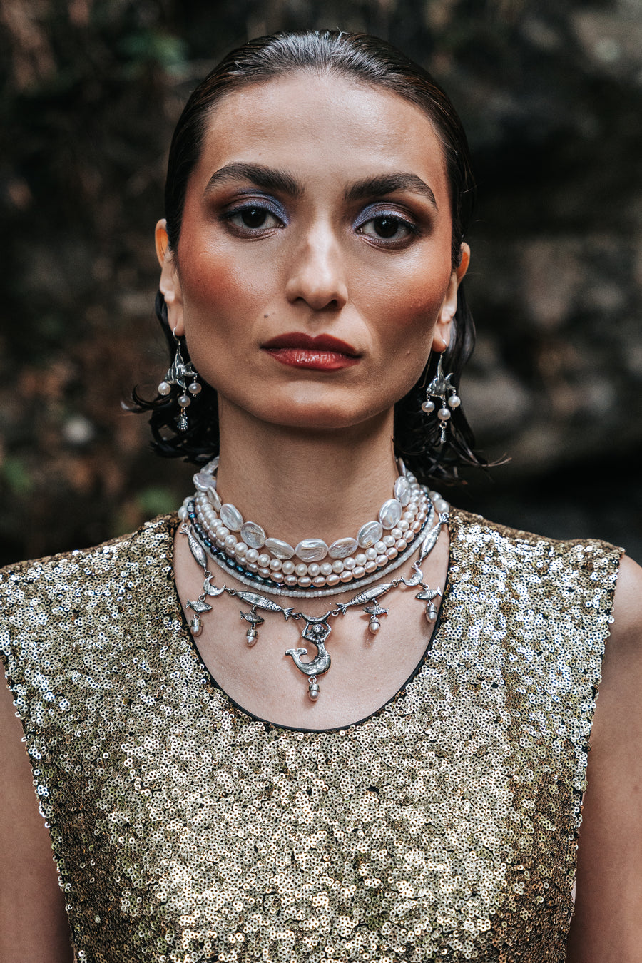 Choker Fondo Marino, joya de plata .925, con perla y labradorita – Gabriela Sánchez (vista 4)