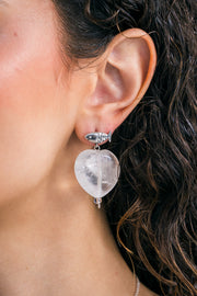 Aretes Corazón de Sal, joya de plata .925, con cuarzo – Gabriela Sánchez