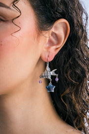 Aretes Pez Estrella, joya de plata .925, con amatista y labradorita – Gabriela Sánchez (vista 2)