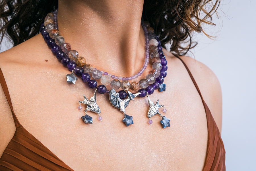 Collar Pez Estrella, joya de plata .925, con amatista – Gabriela Sánchez (vista 4)