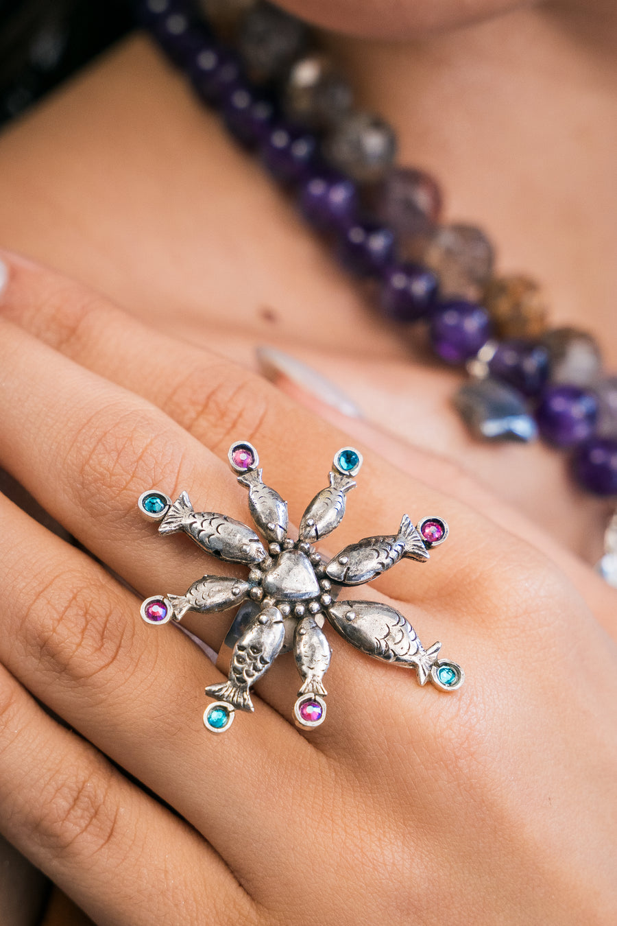 Anillo Cardumen de Amor, joya de plata .925, con cristal Swarovski – Gabriela Sánchez (vista 3)
