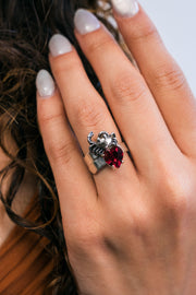 Anillo Cereza del Mar, joya de plata .925, con cristal Swarovski – Gabriela Sánchez (vista 2)