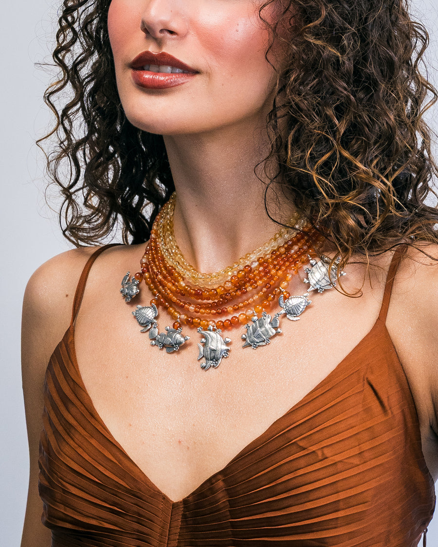 Collar Puesta de Sol, joya de plata .925, con citrina y cornalina – Gabriela Sánchez (vista 5)