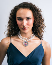 Choker Bordado entre Conchas, joya de plata .925, con perla y cristal Swarovski – Gabriela Sánchez (vista 5)