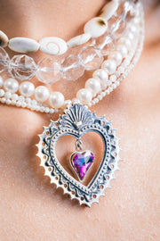 Choker Bordado entre Conchas, joya de plata .925, con perla y cristal Swarovski – Gabriela Sánchez (vista 4)