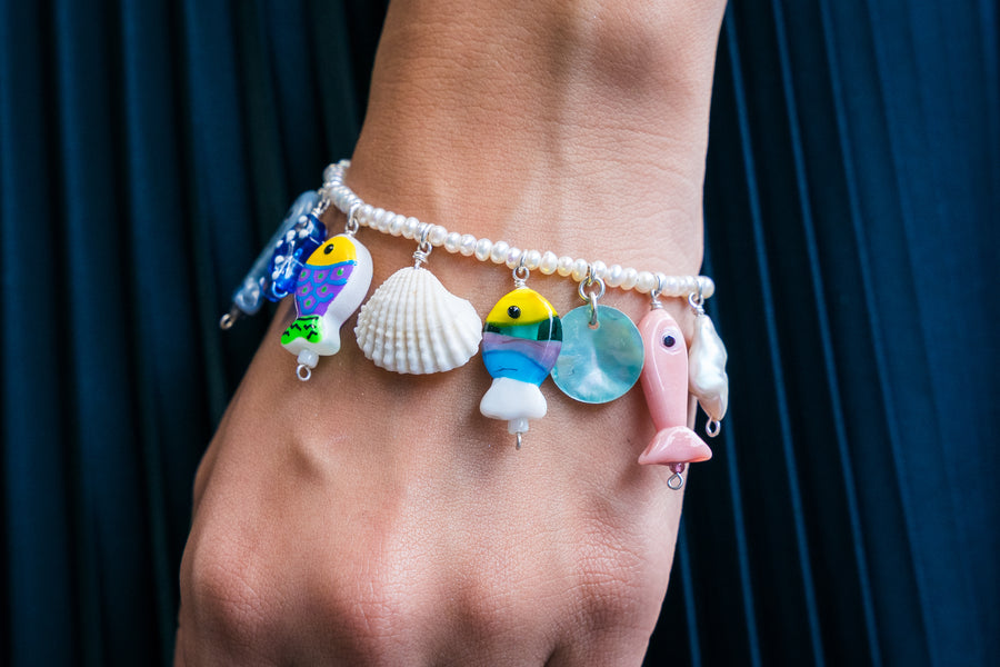 Pulsera Fondo del Mar, joya de plata .925, con concha y perla – Gabriela Sánchez (vista 2)