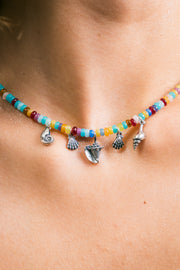 Collar Caracoles Multicolor, joya de plata .925, con ágata – Gabriela Sánchez (vista 2)
