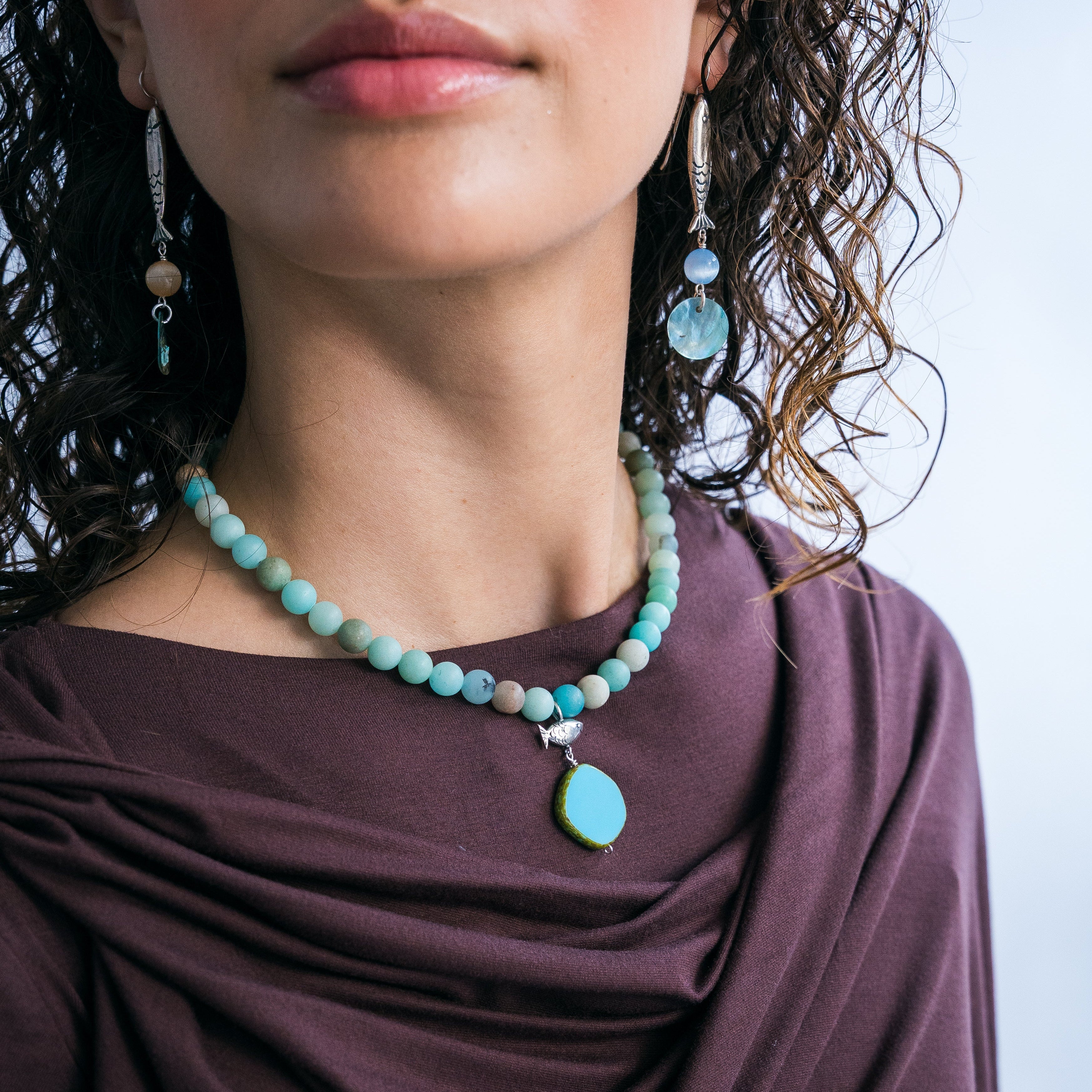 Collar Estanque Mágico, joya de plata .925, con amazonita – Gabriela Sánchez (vista 2)