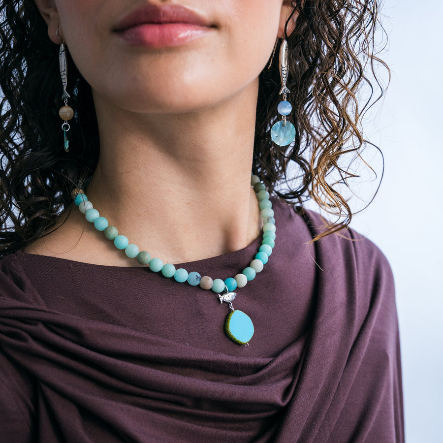 Collar Estanque Mágico, joya de plata .925, con amazonita – Gabriela Sánchez (vista 2)