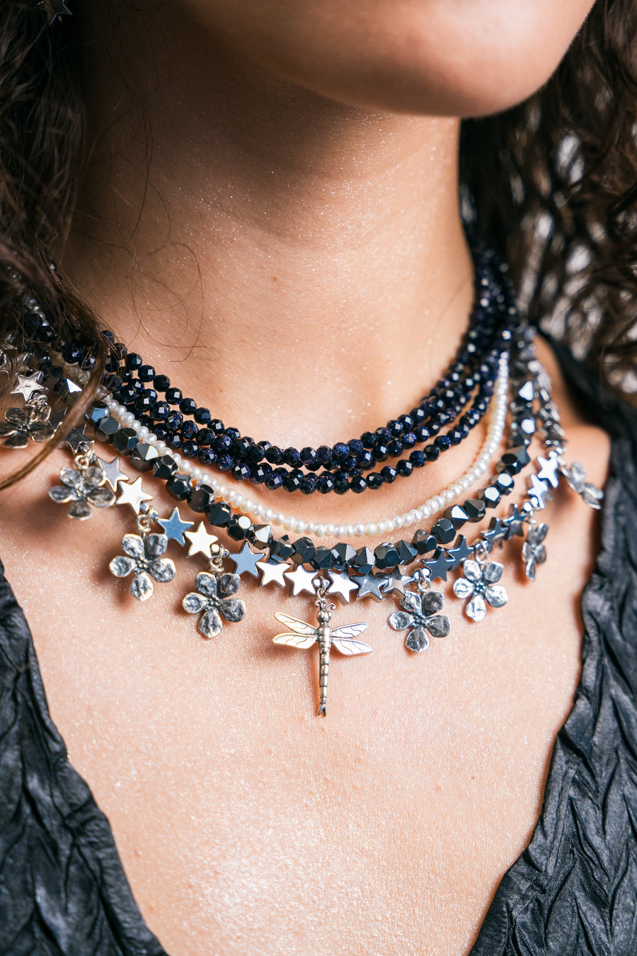 Collar Secretos del Agua, joya de plata .925, con venturina y hematita – Gabriela Sánchez (vista 3)