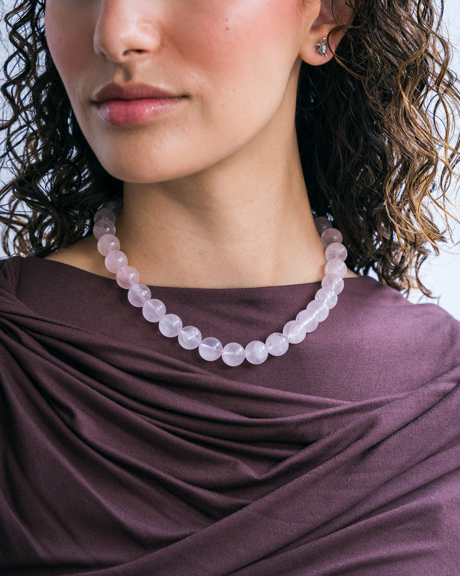 Choker Atardecer Rosa, joya de plata .925, con cuarzo rosa – Gabriela Sánchez (vista 3)