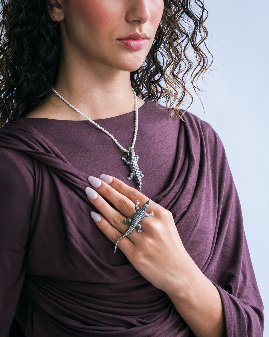 Collar Rey del Amazonas, joya de plata .925, con perla – Gabriela Sánchez (vista 3)