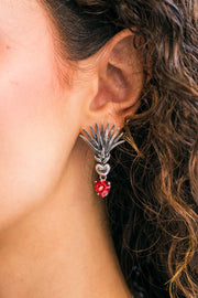 Aretes Agave en Llamas, joya de plata .925, con cristal Swarovski – Gabriela Sánchez (vista 2)