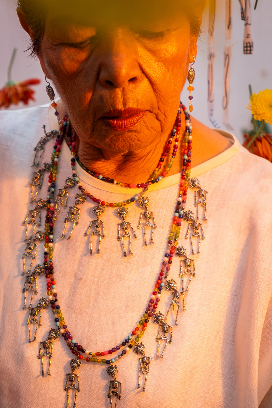 Collar La huesuda, La Parca, la Flaca, La Fría y La Calaca, joya de plata .925, con turquesa – Gabriela Sánchez (vista 6)