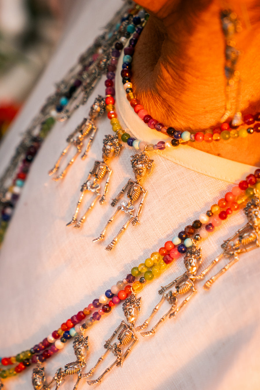 Collar La huesuda, La Parca, la Flaca, La Fría y La Calaca, joya de plata .925, con turquesa – Gabriela Sánchez (vista 5)