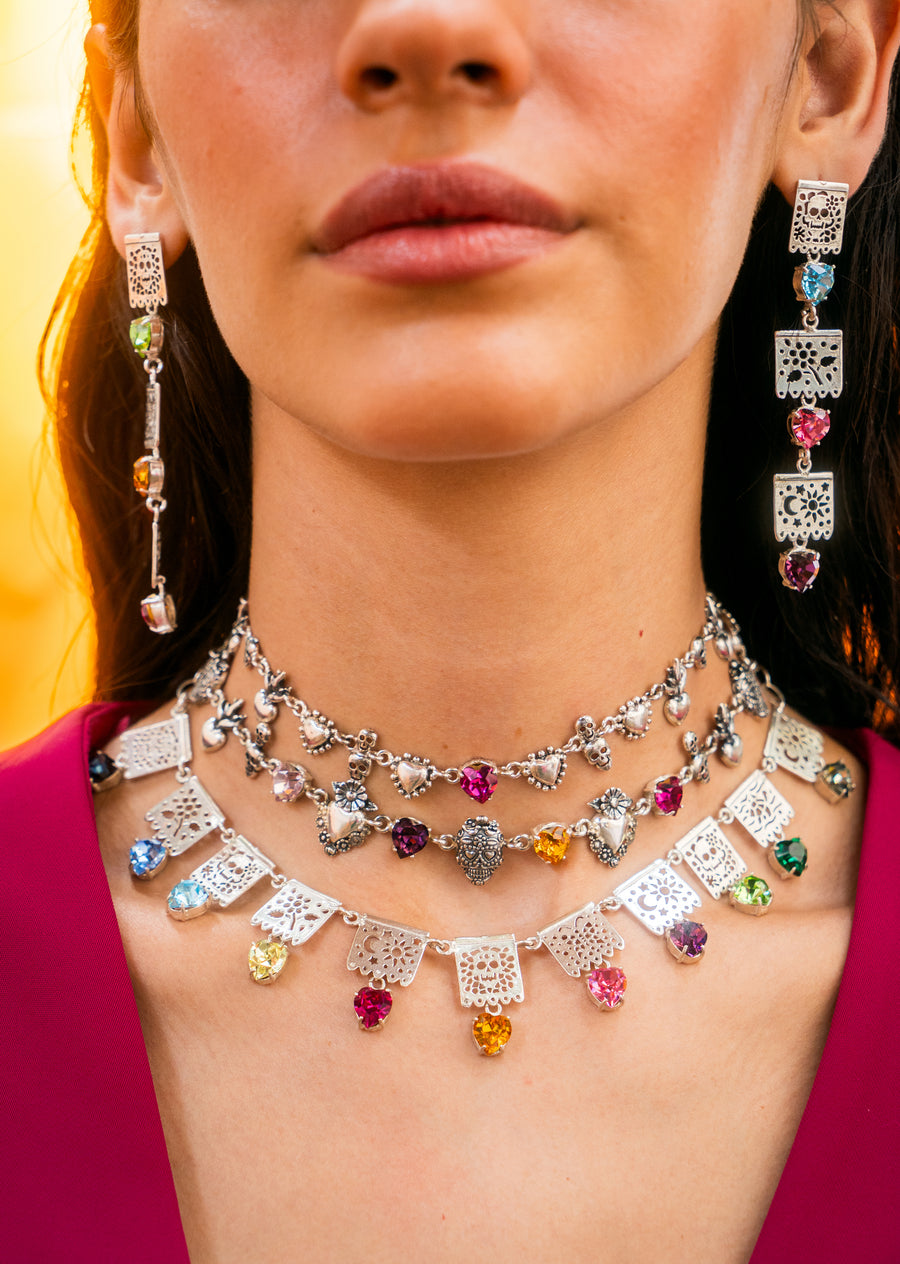 Gargantilla Calaverita de Azúcar, joya de plata .925, con cristal Swarovski – Gabriela Sánchez (vista 8)