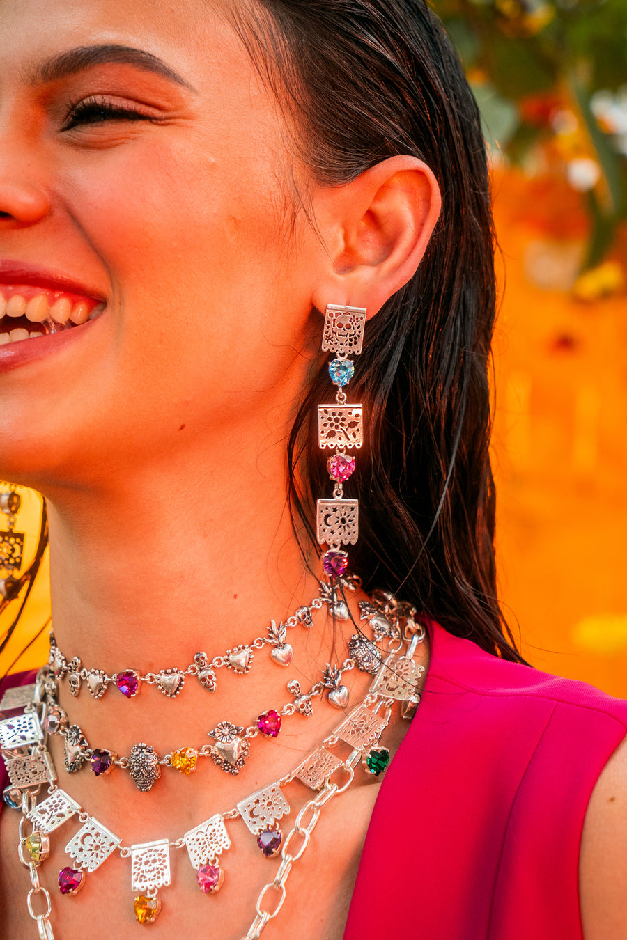 Gargantilla Cempasúchil y Copal, joya de plata .925, con cristal Swarovski – Gabriela Sánchez (vista 9)