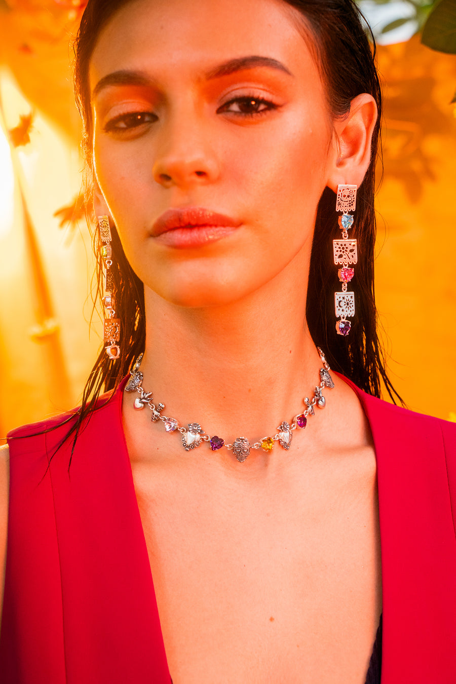 Gargantilla Cempasúchil y Copal, joya de plata .925, con cristal Swarovski – Gabriela Sánchez (vista 7)