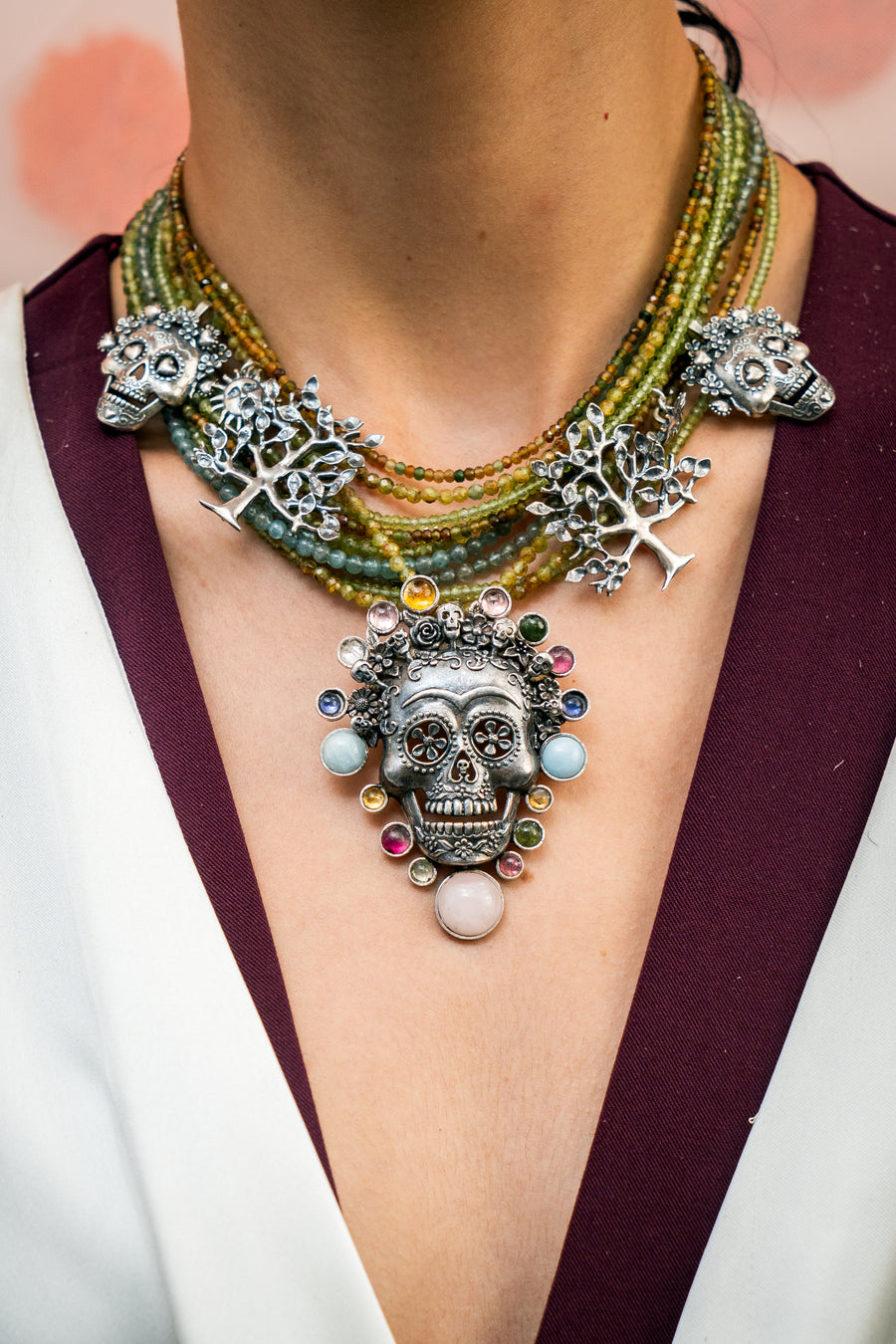 Collar Recuerdos de Vida, joya de plata .925, con turmalina y peridot – Gabriela Sánchez (vista 2)