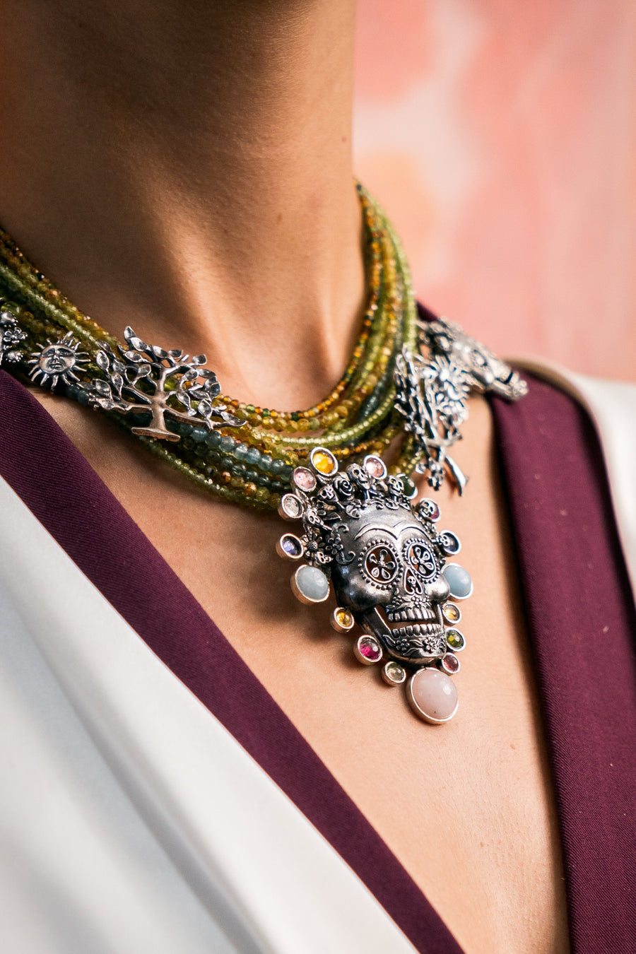 Collar Recuerdos de Vida, joya de plata .925, con turmalina y peridot – Gabriela Sánchez (vista 5)